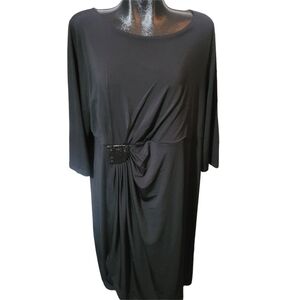 Penningtons Black Dress With Gathered Fabric And Sequins Detailing Size 1X